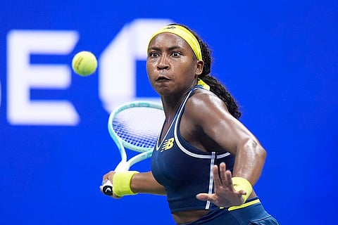 US Open 2024: Coco Gauff, of the United States, returns a shot to Tatjana Maria, of Germany